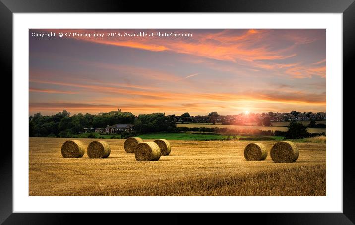 Harvest Sunset in Rotherham, South Yorkshire Framed Mounted Print by K7 Photography