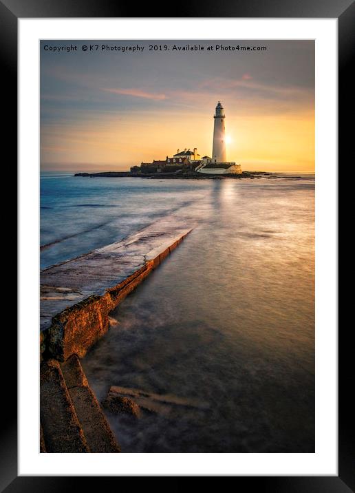 St Mary's Lighthouse Sunrise Framed Mounted Print by K7 Photography
