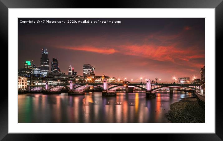 The Illuminated River Project - Southwark Bridge Framed Mounted Print by K7 Photography