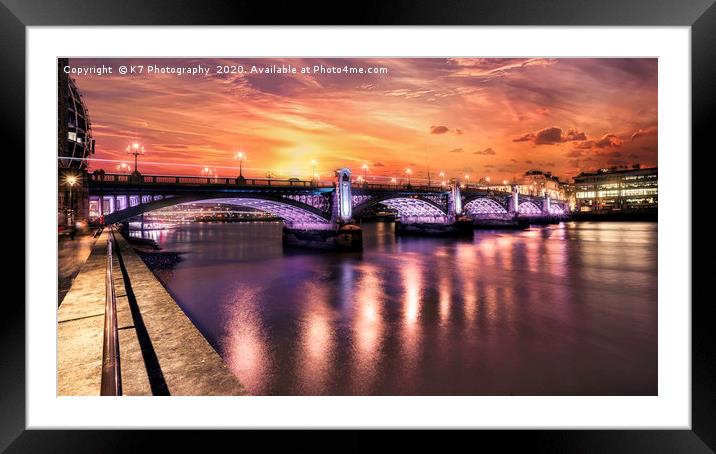 Southwark Bridge - Part of the Illuminated River  Framed Mounted Print by K7 Photography