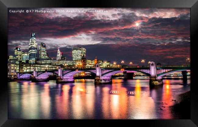 The Illuminated River - Southwark Bridge Framed Print by K7 Photography