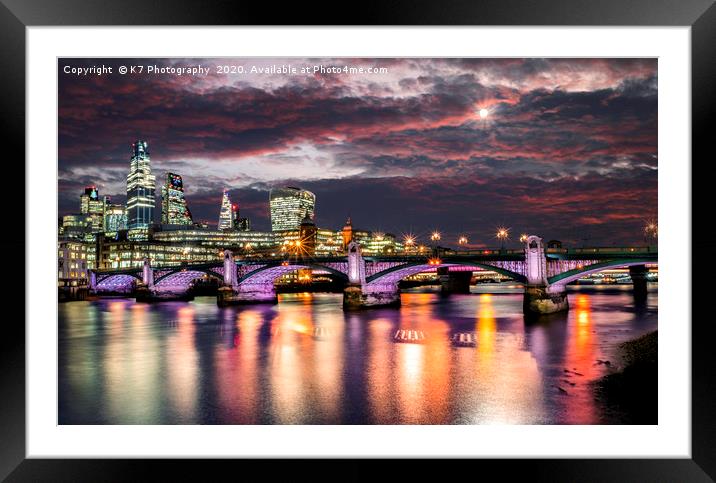 The Illuminated River - Southwark Bridge Framed Mounted Print by K7 Photography