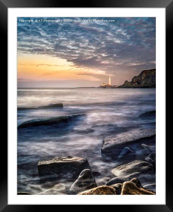 St Marys Lighthouse from Old Hartley  Framed Mounted Print by K7 Photography