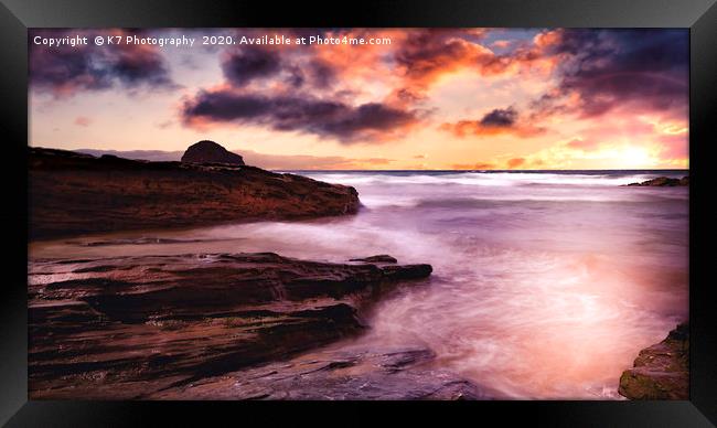 Majestic Sunset on Cornwall's Trebarwith Strand Framed Print by K7 Photography