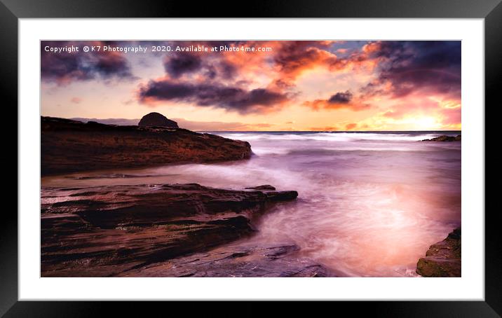 Majestic Sunset on Cornwall's Trebarwith Strand Framed Mounted Print by K7 Photography
