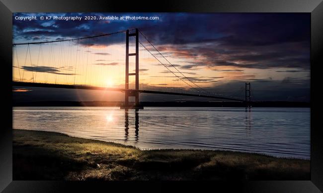 Humber Bridge Sunset Framed Print by K7 Photography