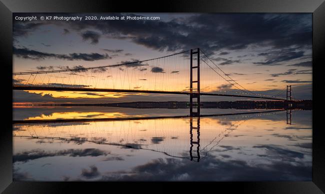 Humber Bridge at Sunset Framed Print by K7 Photography