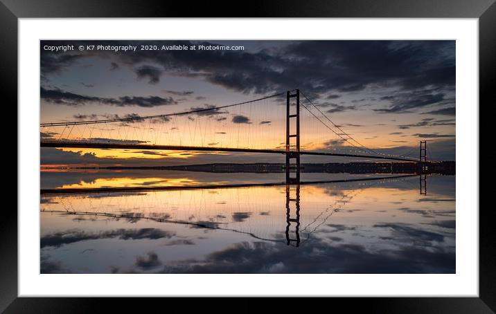 Humber Bridge at Sunset Framed Mounted Print by K7 Photography