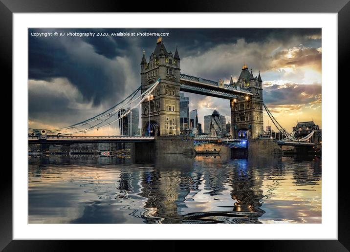 Stormy Sunset Over Tower Bridge, London Framed Mounted Print by K7 Photography