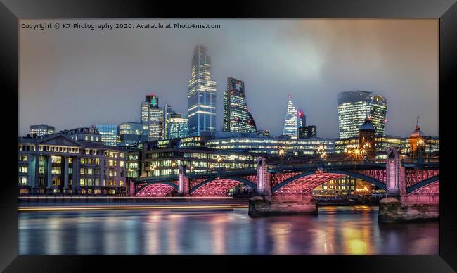 Mystical Light Trails in Iconic London Framed Print by K7 Photography