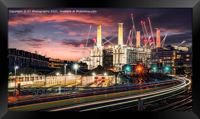 Illuminating Battersea Power Station Framed Print by K7 Photography