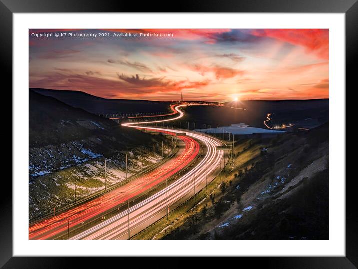 M62 - Motorway Over The Pennines Framed Mounted Print by K7 Photography