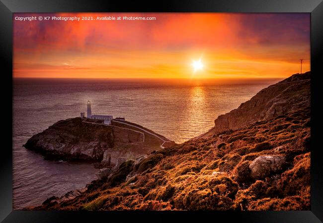 South Stack Lighthouse, on the Isle of Anglesey Framed Print by K7 Photography