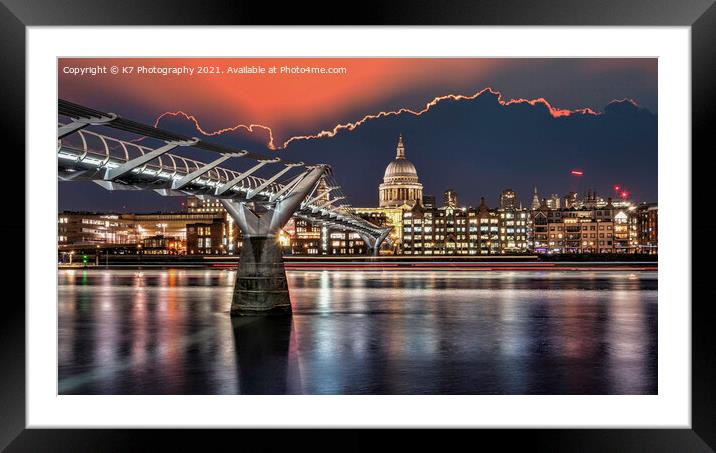 London's Iconic Night View Framed Mounted Print by K7 Photography
