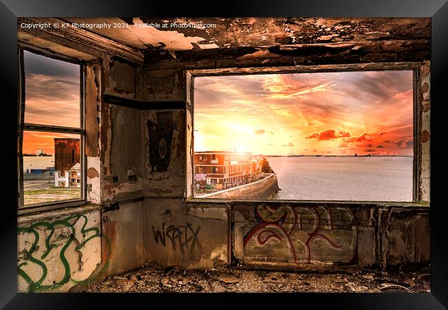 Abandoned Warehouse Sunrise Framed Print by K7 Photography