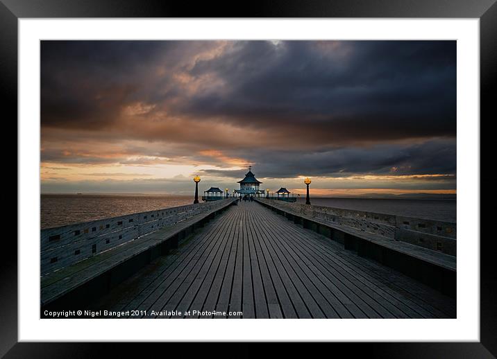 Clevedon Pier at Sunset Framed Mounted Print by Nigel Bangert