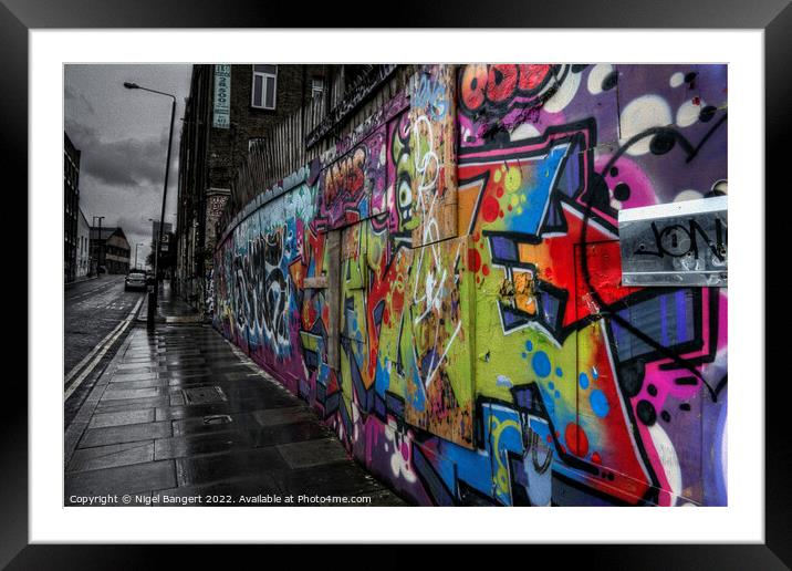 Graffiti Hoarding  Framed Mounted Print by Nigel Bangert
