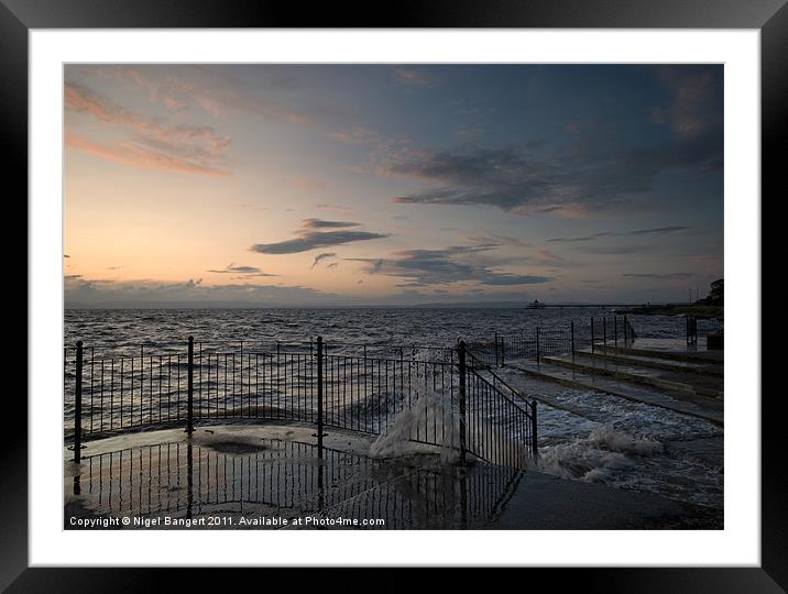 Clevedon Seafront Sunset Framed Mounted Print by Nigel Bangert
