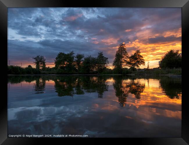 Matching Green Pond Sunset Framed Print by Nigel Bangert
