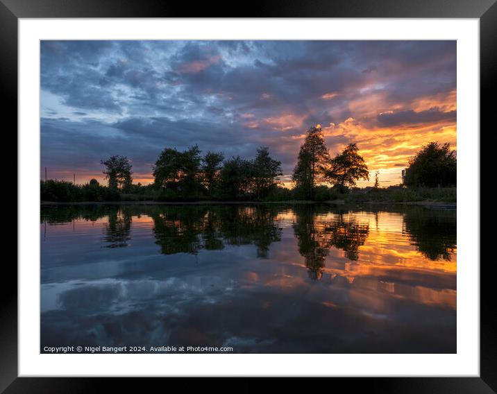 Matching Green Pond Sunset Framed Mounted Print by Nigel Bangert