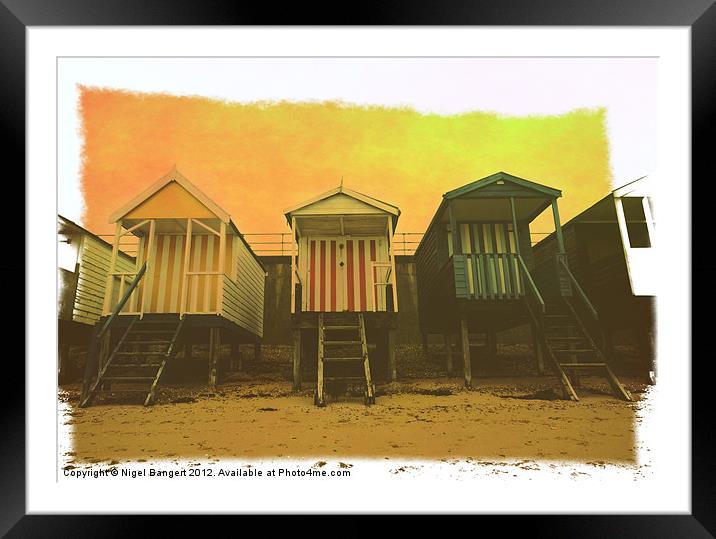 Beach Huts Framed Mounted Print by Nigel Bangert