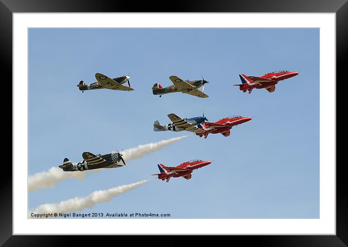 The Red Arrows with Eagle Squadron Framed Mounted Print by Nigel Bangert