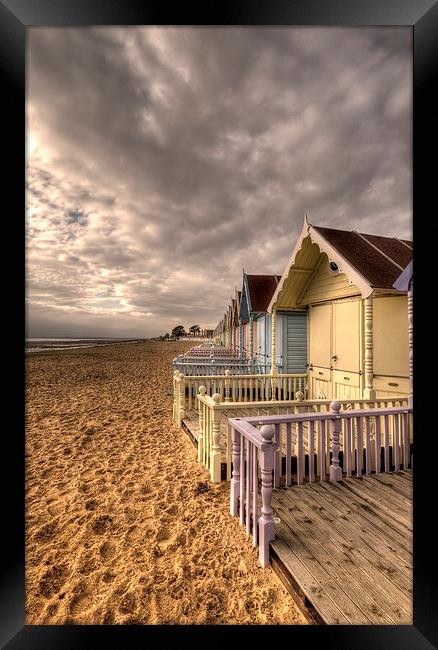 Mersea Island Beach Huts Framed Print by Nigel Bangert