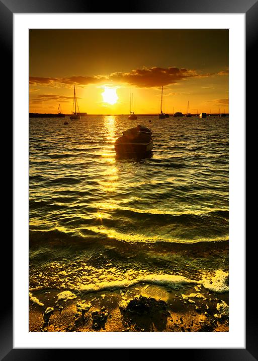 West Mersea Sunset Framed Mounted Print by Nigel Bangert