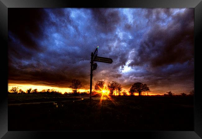 Crossroads Sunset Framed Print by Nigel Bangert