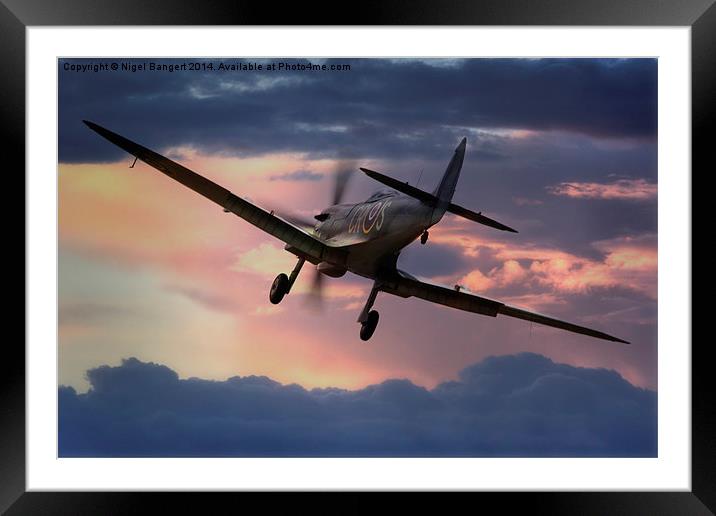  Spitfire Sunset Framed Mounted Print by Nigel Bangert