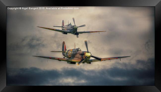  Spitfire Flypast Framed Print by Nigel Bangert