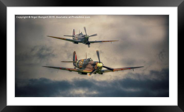  Spitfire Flypast Framed Mounted Print by Nigel Bangert