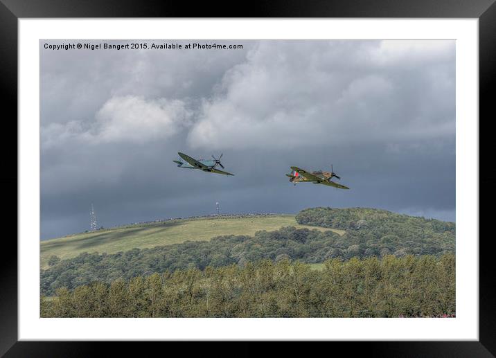  Hurricane and Spitfire Flypast  Framed Mounted Print by Nigel Bangert