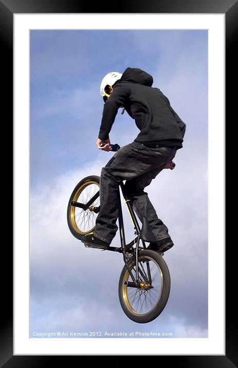Bike Stunt rider Framed Mounted Print by Ali Kernick