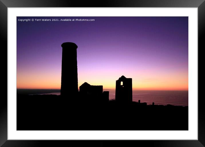 Sunset Silhouette Wheal Coates Framed Mounted Print by Terri Waters