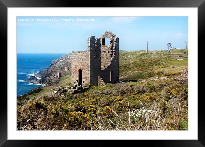 Wheal Edward and The Crowns Framed Mounted Print by Terri Waters
