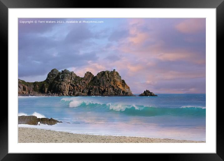 Porthchapel Beach Sunset Framed Mounted Print by Terri Waters