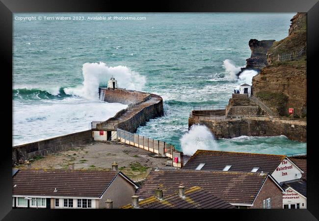 Portreath After Storm Eunice Framed Print by Terri Waters