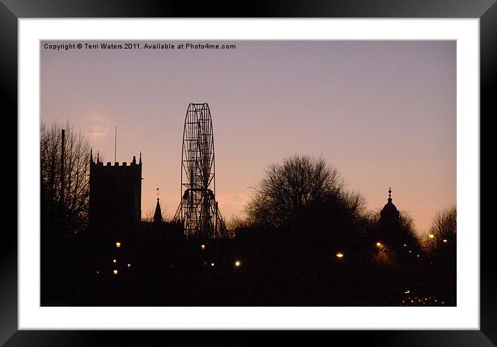 Bristol Church Ferris Wheel sihouette Framed Mounted Print by Terri Waters