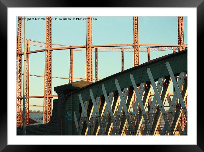 Southampton Gas Tanks and Bridge Framed Mounted Print by Terri Waters