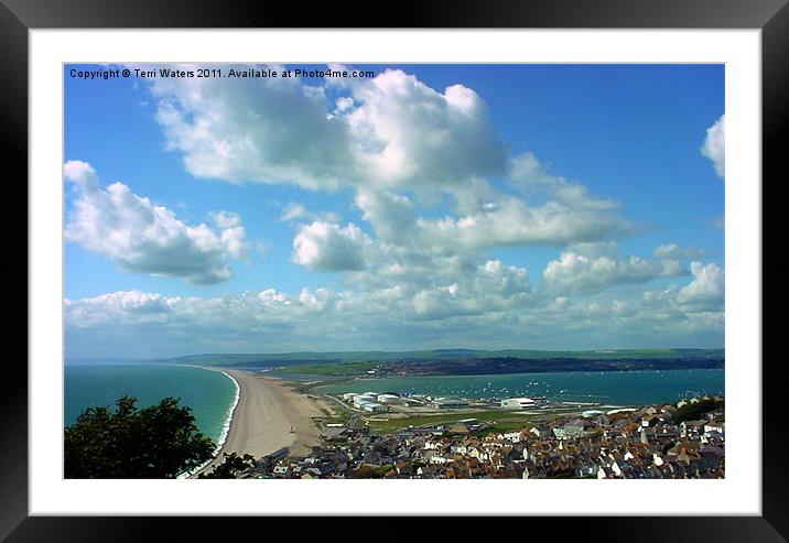 Blue Skies Over Chesil Bank Framed Mounted Print by Terri Waters
