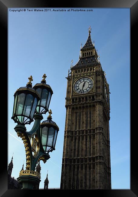 The clock tower of Big Ben, London Framed Print by Terri Waters