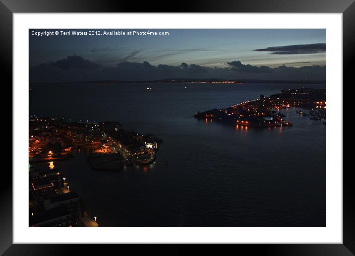 The Solent at Night Framed Mounted Print by Terri Waters