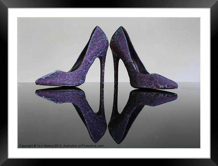 Purple Sparkly Shoes Framed Mounted Print by Terri Waters