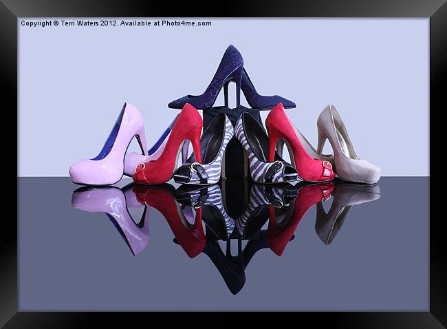 A Pyramid of Shoes Framed Print by Terri Waters