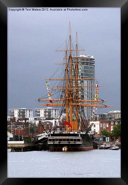 H.M.S.Warrior in Portsmouth Framed Print by Terri Waters