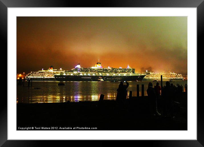 Cunard’s Three Queens Diamond Jubilee Celebration Framed Mounted Print by Terri Waters