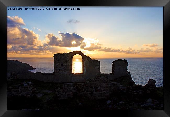 Sunset at Botallack Framed Print by Terri Waters