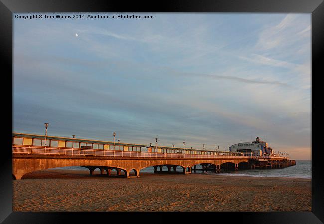 Moon Rise Over Bournemouth Pier Framed Print by Terri Waters