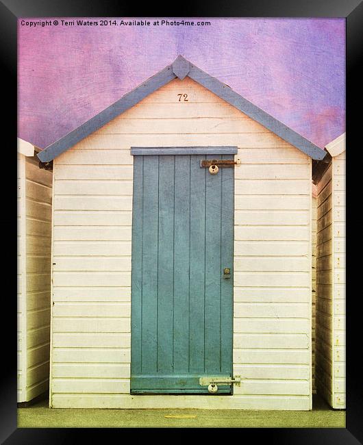 Blue Beach Hut Framed Print by Terri Waters